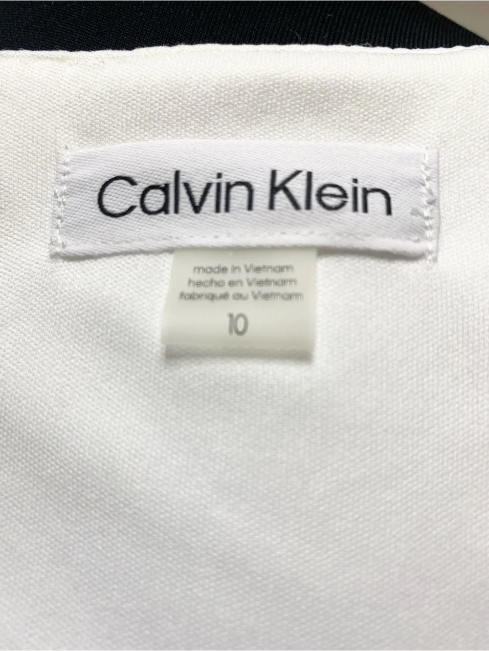 Calvin Klein White Sheer Bell Cuff Lined Dress Size 10 NWOT